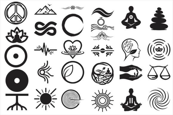 Download Calm and Mindful Living Symbols - Mindful living Collection