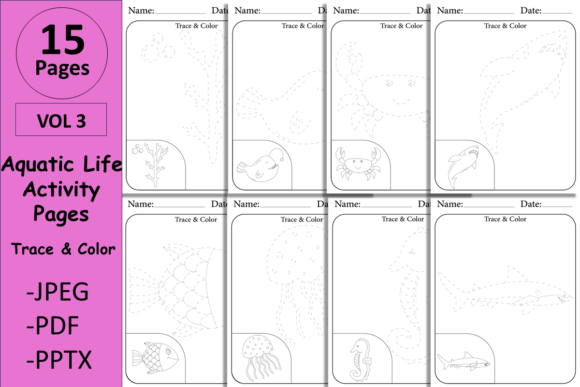 Download Tracing &amp; Coloring Pages. Sea Animals - Tracing Collection