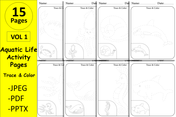 Download Tracing &amp; Coloring Pages. Ocean Animals - Tracing Collection