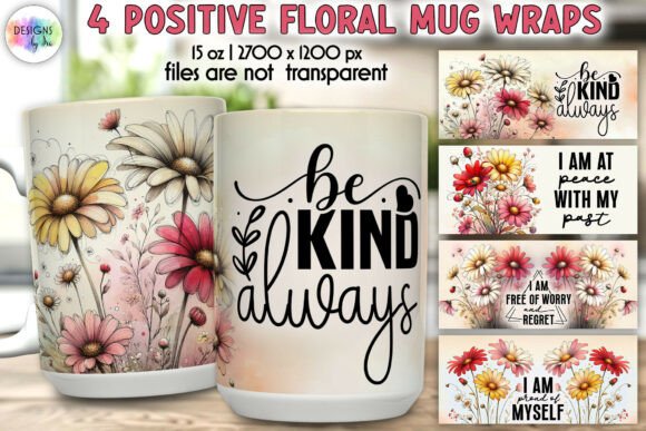 Download Positive Quotes Floral Mug Wrap Designs - Designs Collection