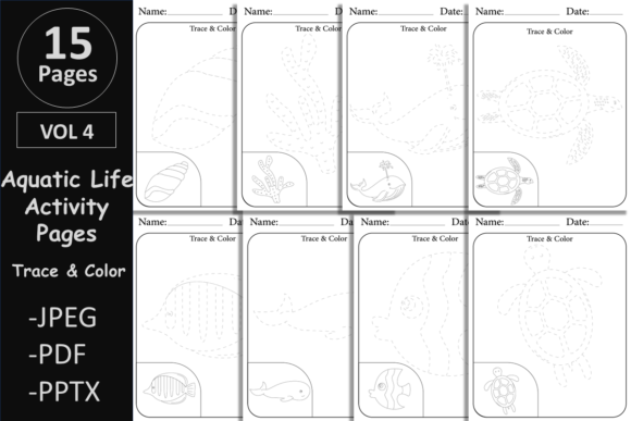 Download Tracing &amp; Coloring Pages Aquatic Animals - Tracing Collection