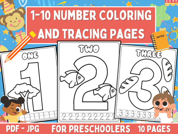 Download 1-10 Number Coloring and Tracing Pages - Tracing Collection